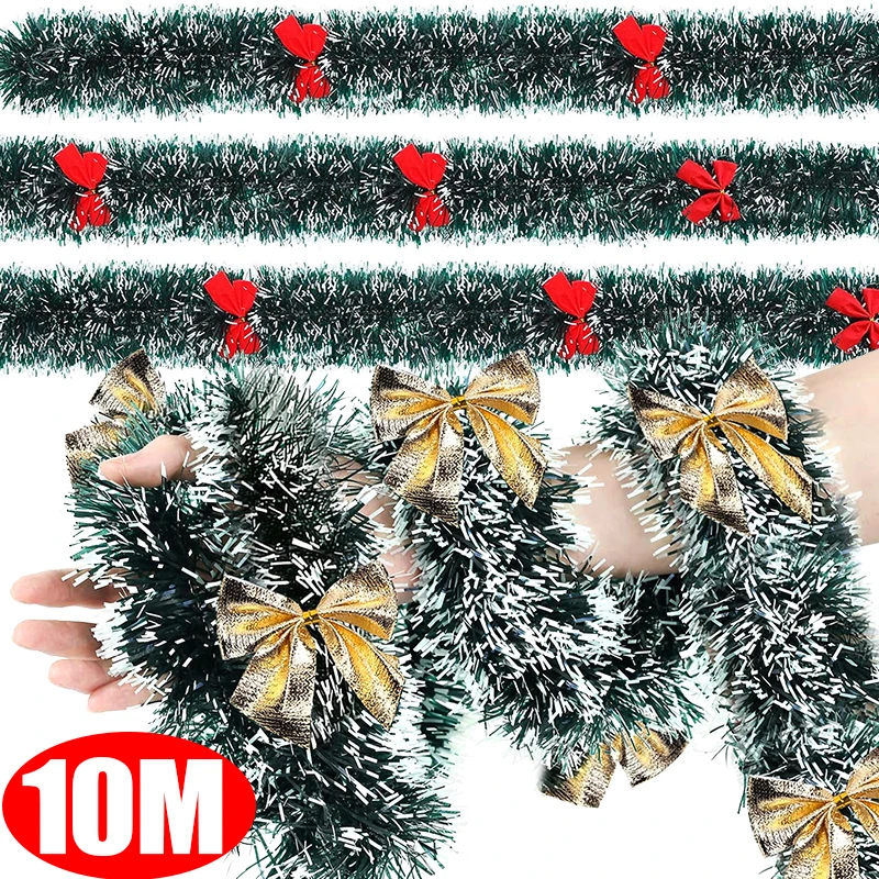 Vianočné stuhy Girland Green Frost Fross Plesková trstina Streamery s lukmi vianočné stromy Závesné dekorácie večierkov