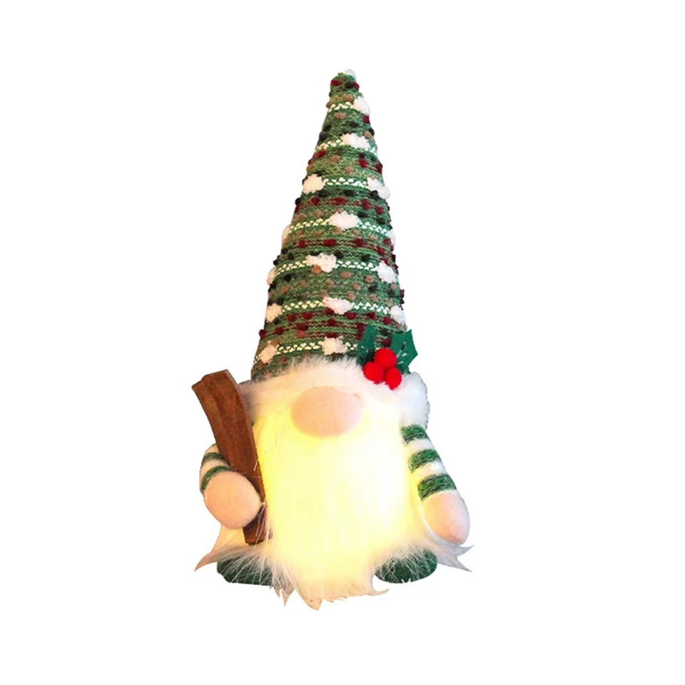 Vianočné sánky sánok Elf Ski Gnome s LED svetlom vianočného dekorácie Rudolph pre domáce vianočné darčeky 29 cm zelené