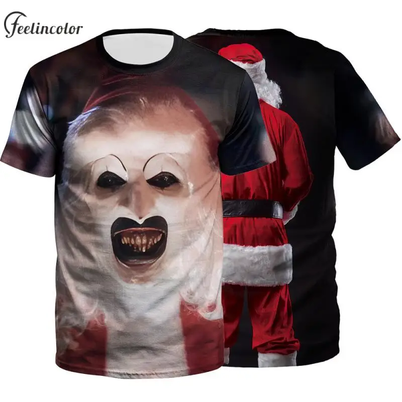 Vianočné tričká pre mužov Funny novinky Grafické topy Red Hat Tlačené dovolenkové večierky Tees Čierne mužské streetwear