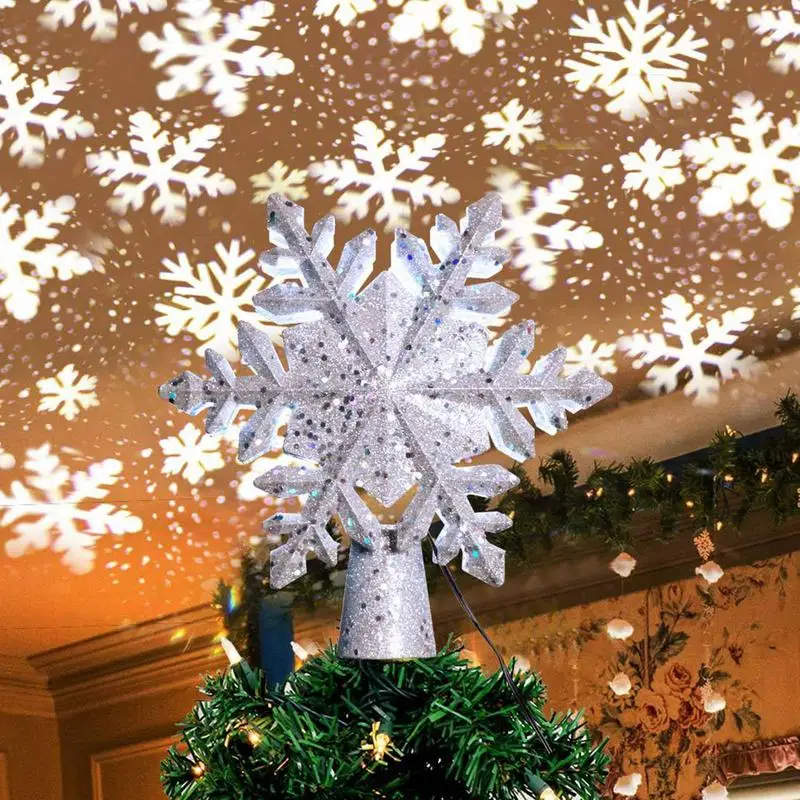 Vianočné žiariace stromové vrchné snehové vločky LED žiariace lampa Vianoce farebné špičkové ozdoby ozdoby Navidad dekor