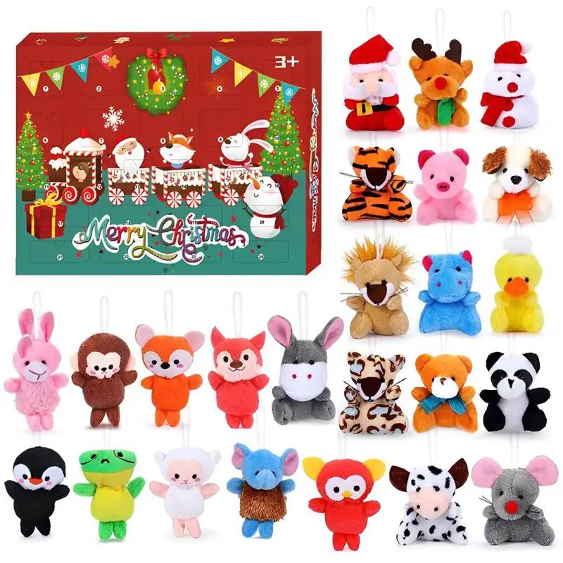 Vianočný adventný kalendár 24 dní plyšové bábiky Keychains Odpočítavanie kalendár taška Pendants Nový rok vianočné darčeky pre deti dospelých