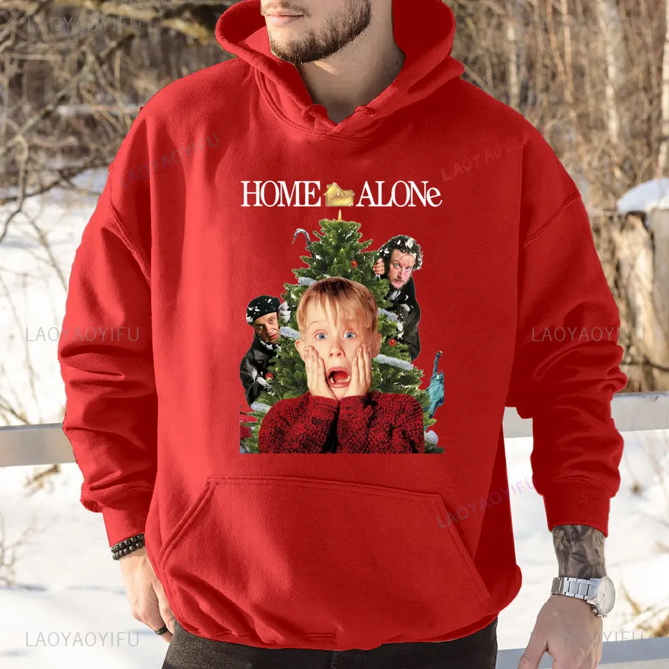 Vianočný film Domov sám mikiny klasický sviatočný dom neformálny s dlhým rukávom mikina unisex filmový plagát Streetwear Tops Hoodie