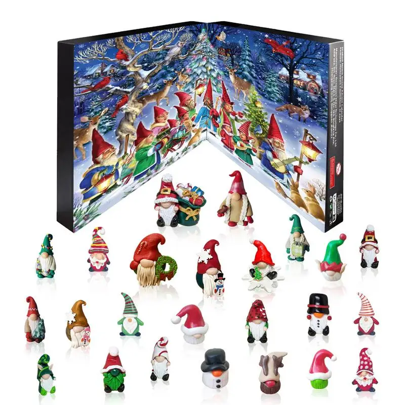 Vianočný Gnoman Advent Calendar 24 -dňové vianočné odpočítavanie rekvizity Zhromažďovateľné trpaslíky pre deti aj dospelých
