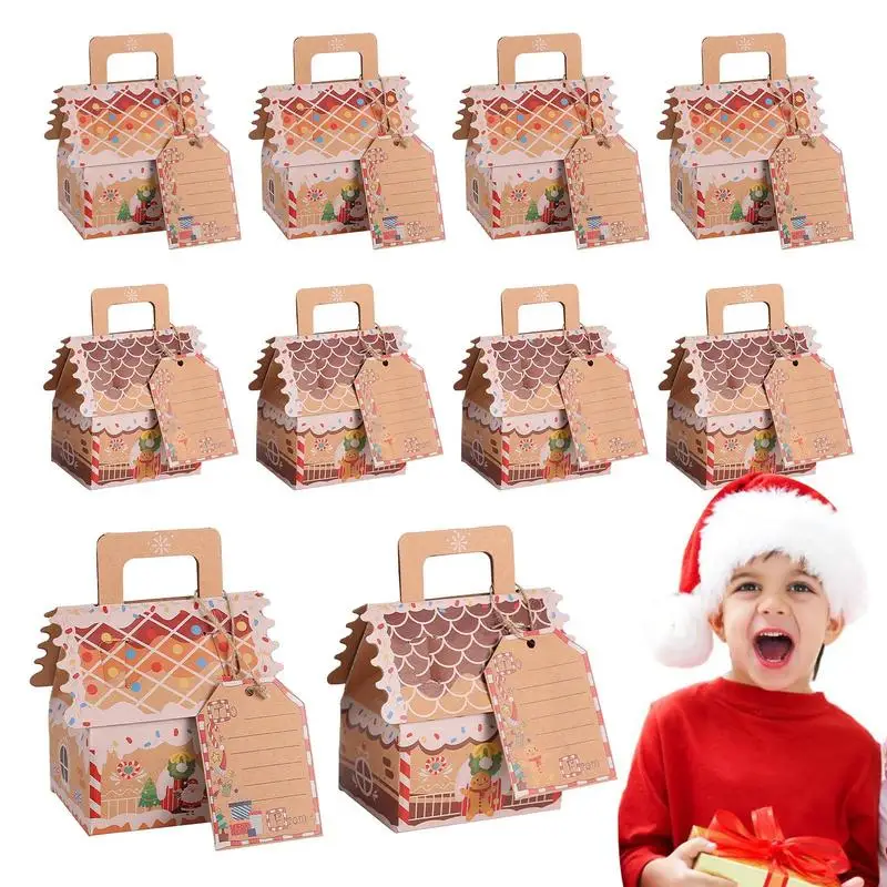 Vianočný papier Candy Boxes 10 PCS Vianočný perník Candy Boxes Per perníkov