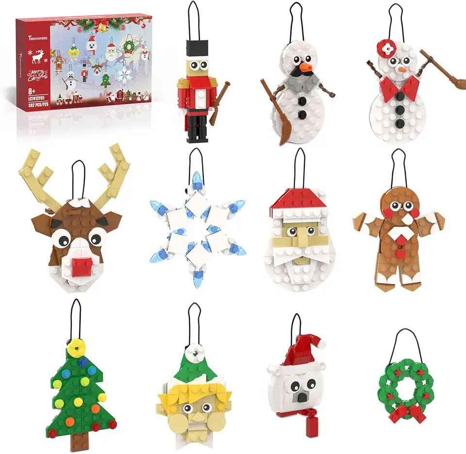 Vianočný stromček 11-v-1 budova, veniec, Santa, Snowman, Luskáčik, ľadový medveď, perník, sobia, snehová vločka,