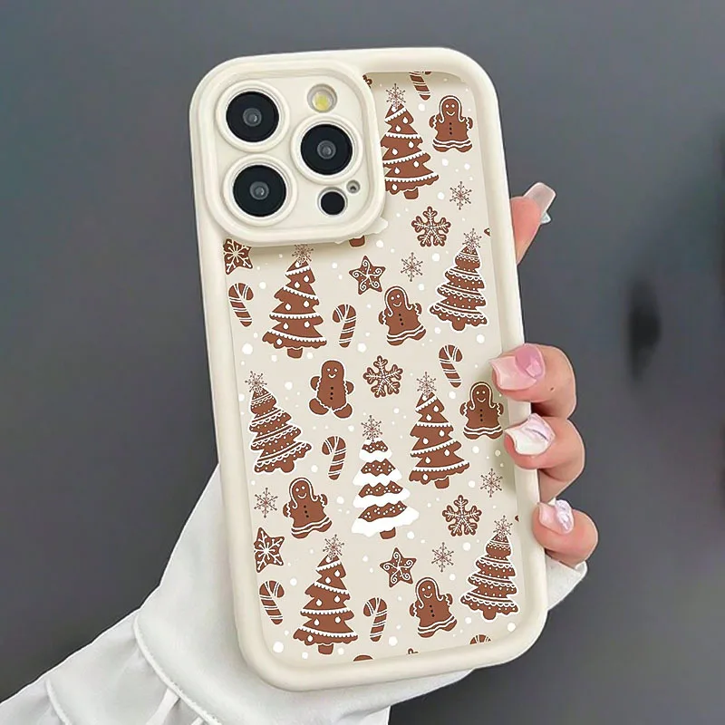 Vianočný stromček perník muž pre iPhone 16 15 14 13 12 11 Pro Max Mini xr xs x 7 8 6 6s plus soft zadný kryt TPU