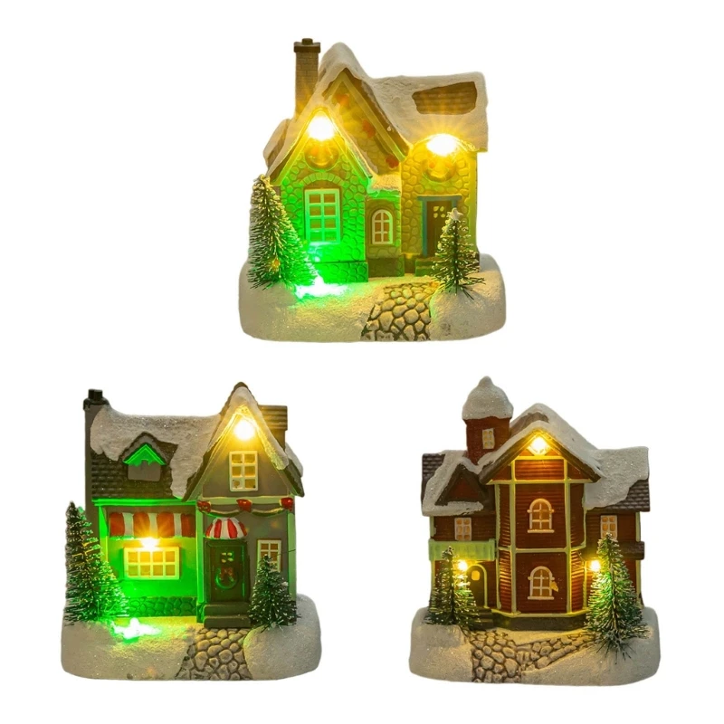 Vianočný žiariaci dom Light Up vianočná dedina Resin House Home Dekorácie na dovolenku