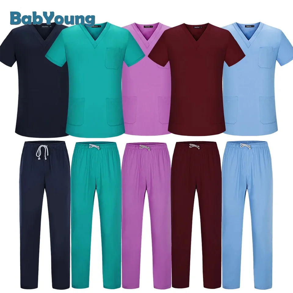 Viaoli unisex s krátkymi rukávmi nohavice Doktorka oblečenia pracovné oblečenie Men Ošetrovateľské kroviny Ženy Scrups Sets sestra uniforma