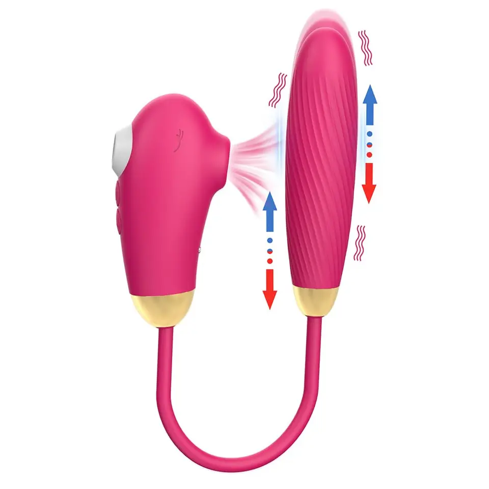 Vibrátor dildo pre dospelých, stimulátor 2in1 ružového pohlavia pre ženy s 10 lízaním a saním a ťahaním pulzácie Dildo G Spo