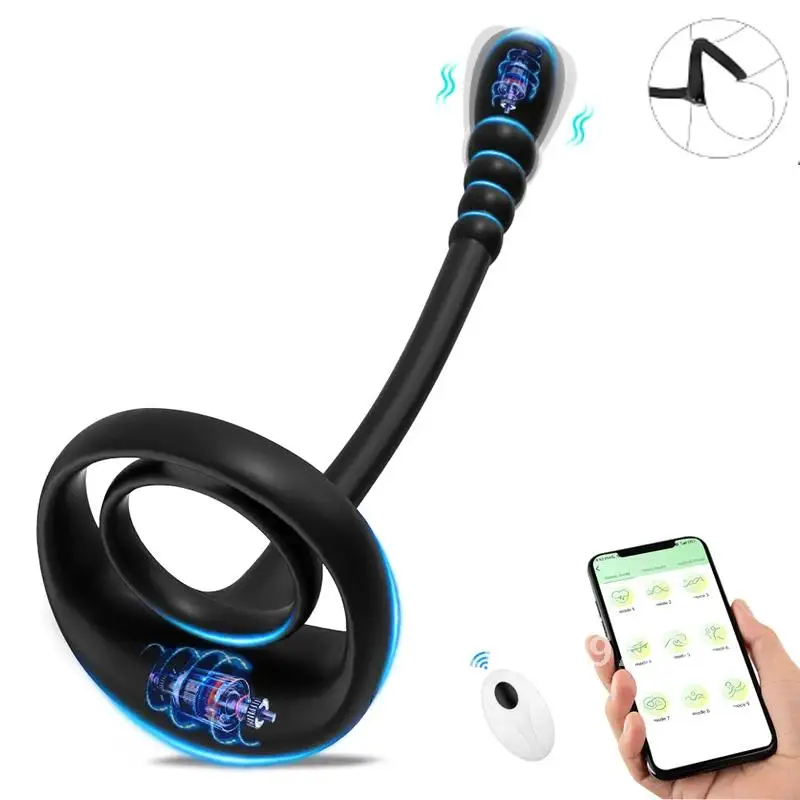 Vibrátorové análne korálky Anal zástrčka penis prsteň pre muža App diaľkový ovládací ovládací kohút Vibračný kohút Massager Massager pre dospelé sexuálne hračky