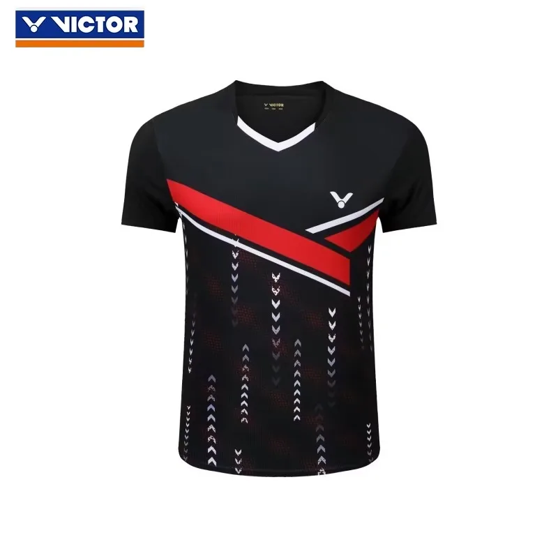 Victor Tričko Pánske a dámske páry Top Sports Badminton Noste rýchle sušenie krátke rukávy Priedušné športové oblečenie
