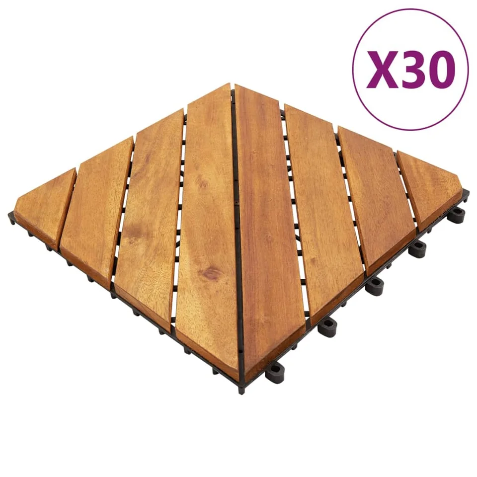 Vidaxl Dalking Dailing 30 ks Brown 30x30 cm masívne drevo akácia Záhradné potreby/záhradné budovy/záhradné podlahy