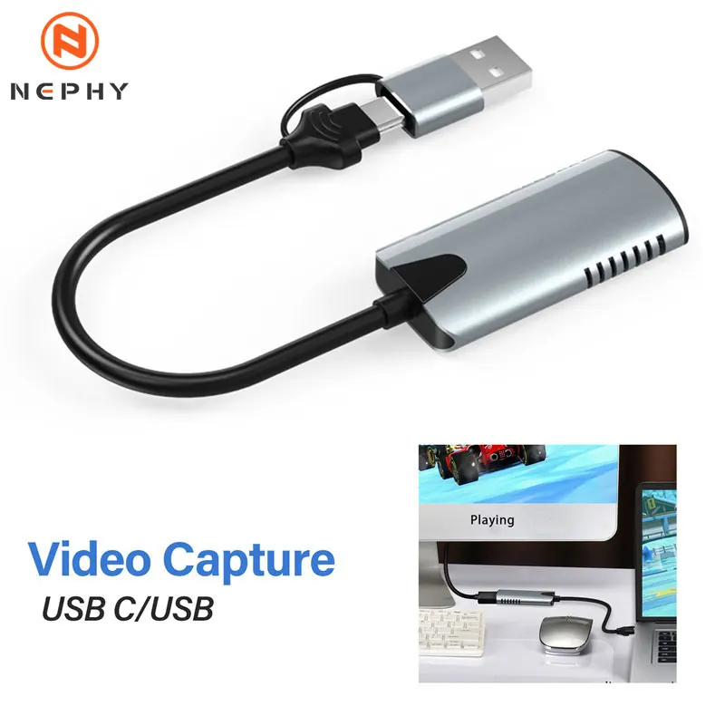 Video Capture Card 4K HDMI na USB/USB-C HDMI Video Grabber Box pre počítačový počítačový fotoaparát Live Stream Record Stretnutie systému Windows Mac OS
