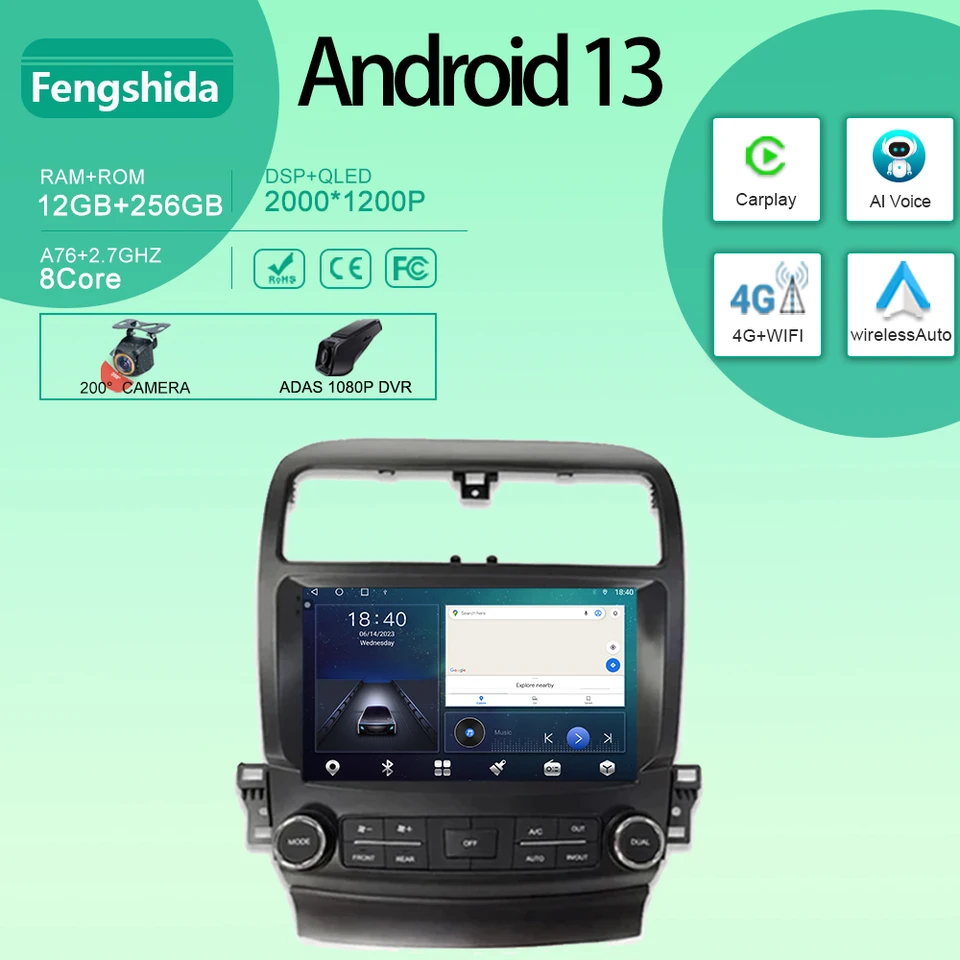 Video prehrávač pre Honda Accord Acura TSX 2004 - 2008 Android Auto Car Radio GPS navigácia multimediálne stereofónne CarPlay No 2Din DVD