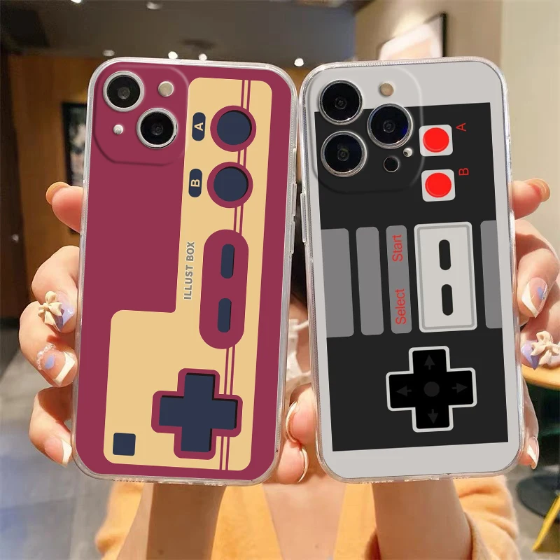 Videohra Boy Vintage Gamepad puzdro pre iPhone 15 14 13 12 Mini 11 Pro Max xs x xr 7 8 Plus jasný nárazový prudký silikónový kryt