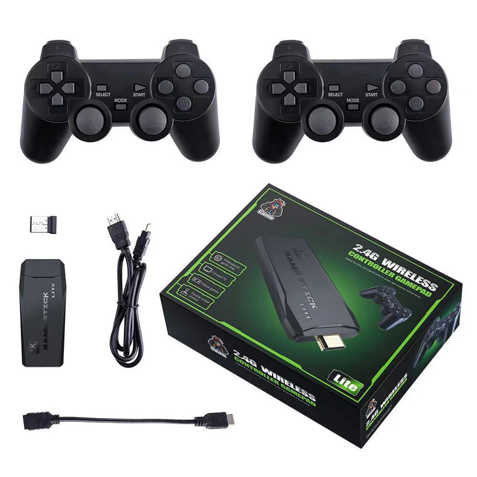 Videohra tyčinky M8 Console Gamestick 2.4g Dual Wireless Controller Retro retro-stick 9 emulátor 10000+ 64G retro hra vianočné darček
