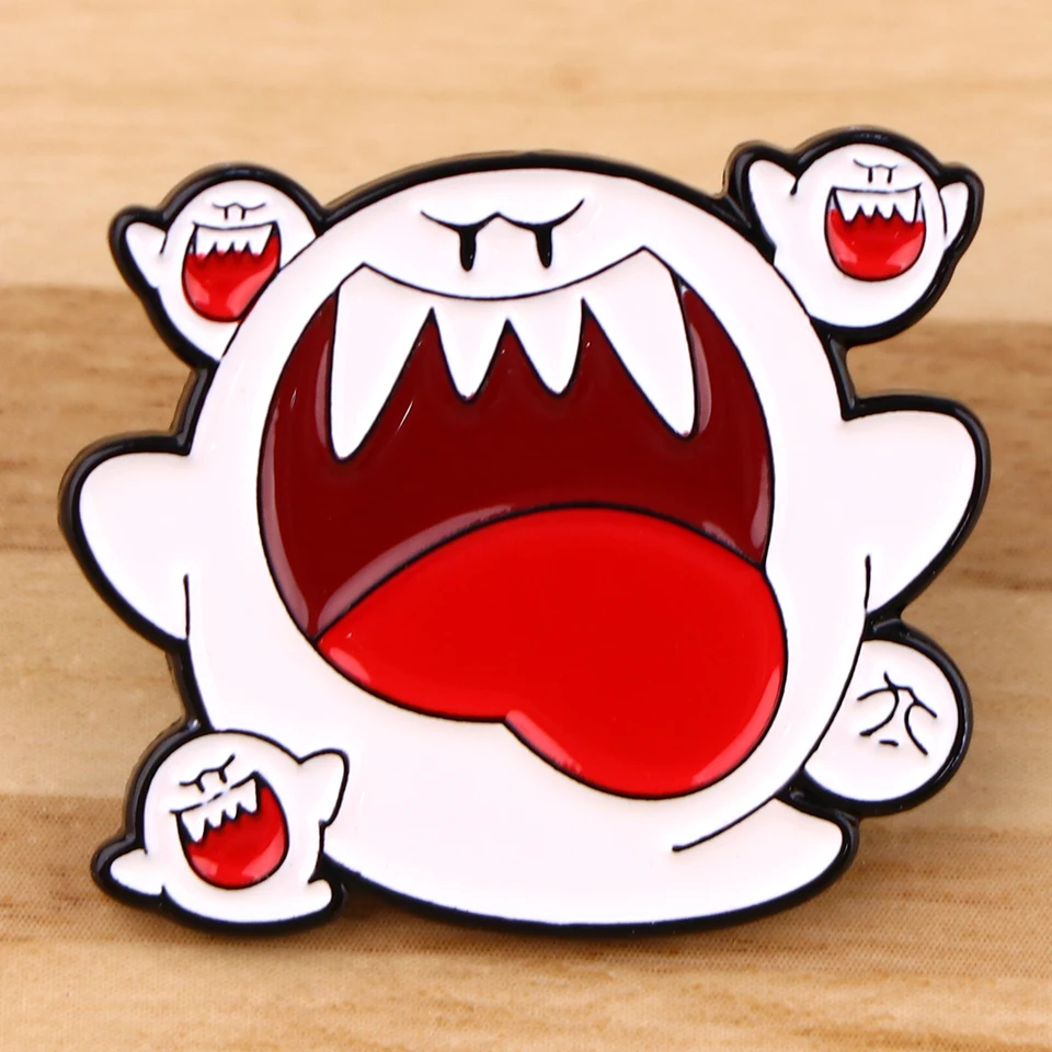 Videohry biele duchovné špendlíky karikatúry anime klopy Pins pre batoh brošnu odznak odznaky