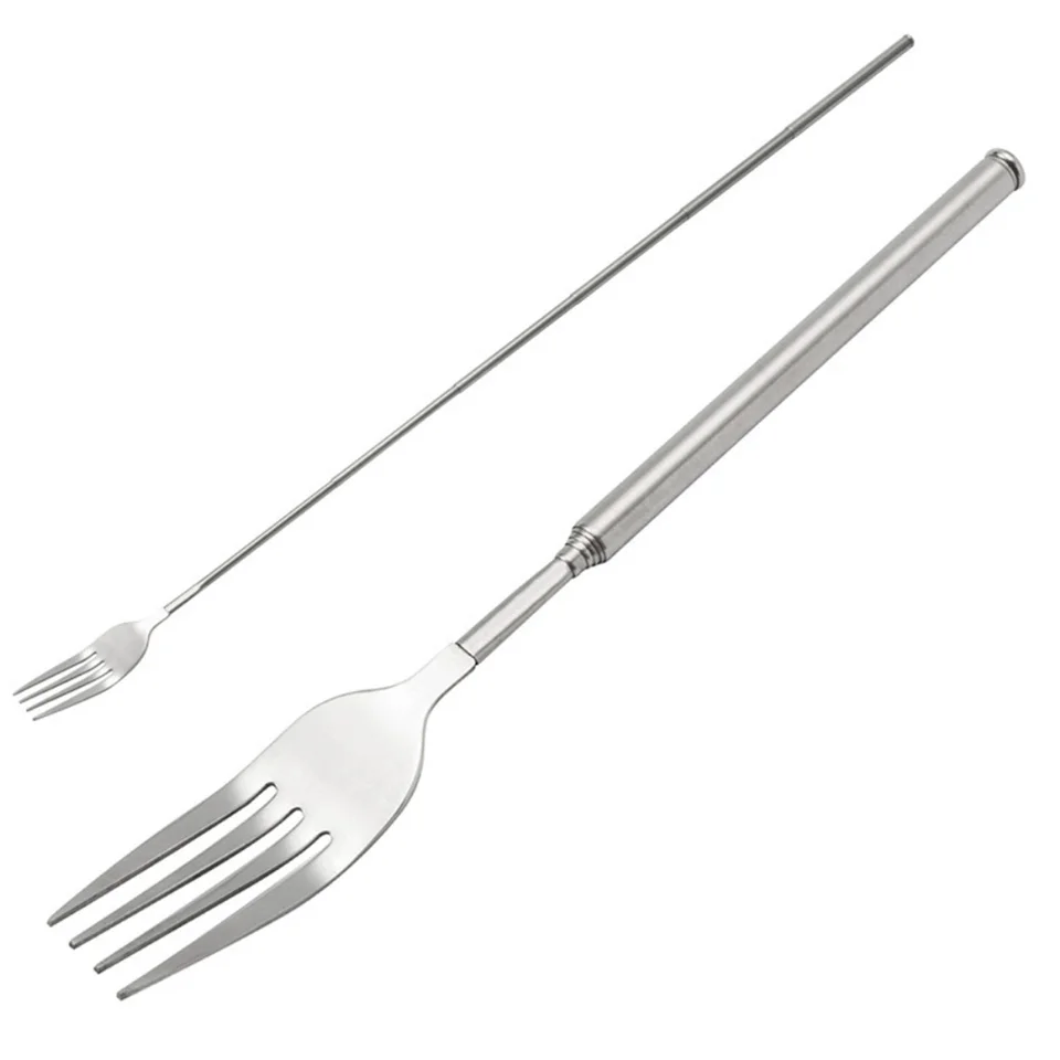 Vidlička z nehrdzavejúcej ocele Teleskopická kreatívna kreatívna rozšíriteľné ovocné náradie Vaisselle Cuisine Long Cutlery Fork Corósion Resistencia