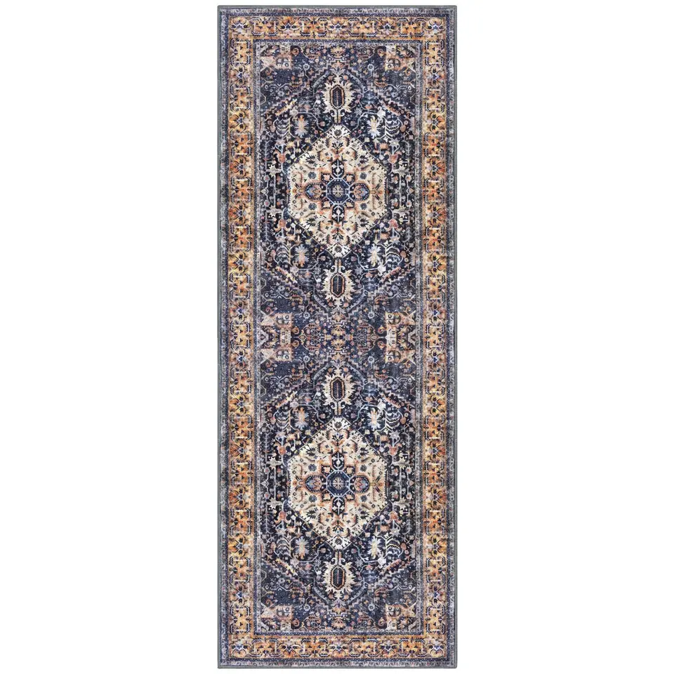 Vikama Boho Area Koberce Stroj na umývateľné podložky s non sklzom rohož Vnútorný vchod modrý tlačený vintage koberce pre kuchynskú kúpeľňu dekor