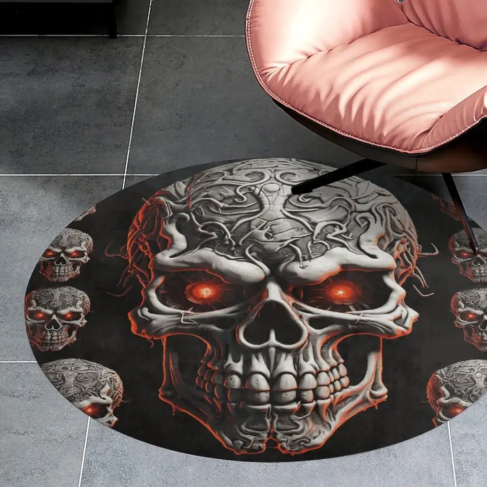Vikama Gothic Skull Obývacia izba okrúhla koberec americký halloween spál