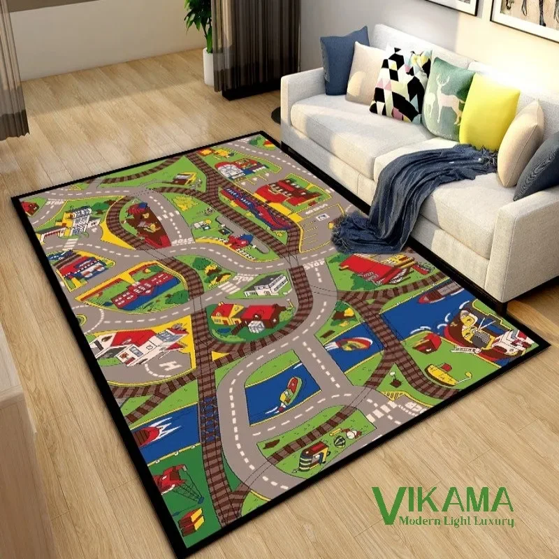 Vikama modernizovaný materiál karikatúra materská škola Detská izba Parkovisko Parkovisko Rodinná hra Zhruba kobercový koberček na koberce nohy