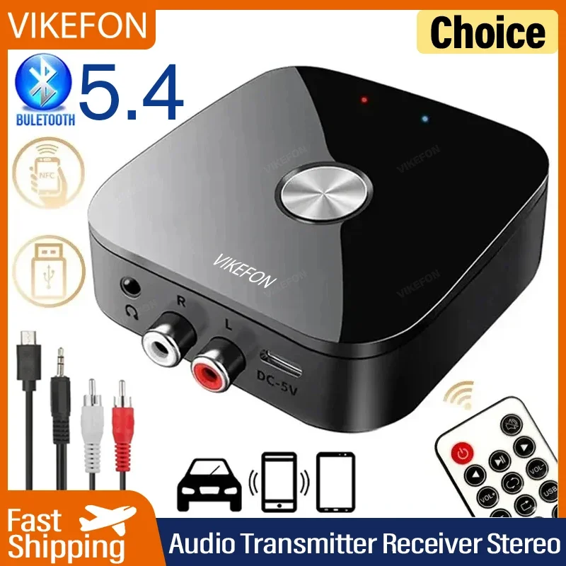 Vikefon NFC Bluetooth 5.3 Audio prijímač 3,5 mm AUX R/L RCA Stereo Hifi Music CAR Wireless Adapter USB U-DISK Play DISKOLE OVLÁDANIE