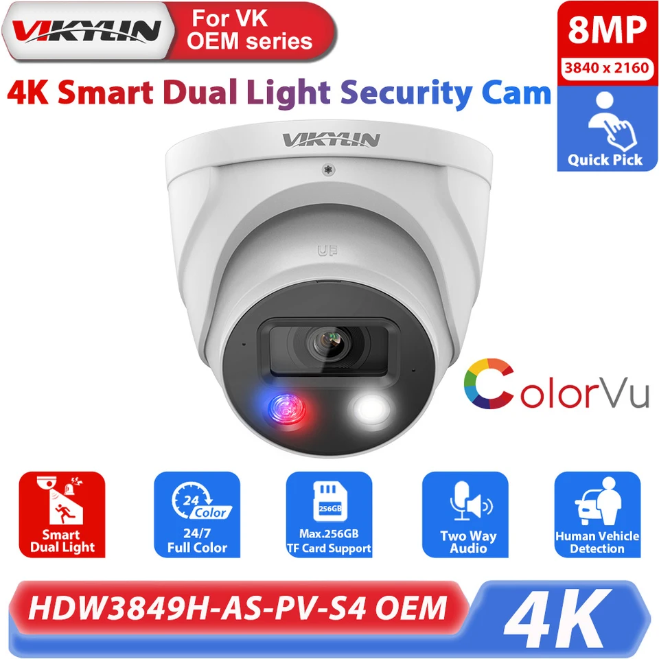 Vikelin Wizsense IP Camera pre DH 8MP 4K HDW3849H-AS-PV-S4 HDW3549H-AS TIOC Color Night Vision Security Camera Smart Home CCTV