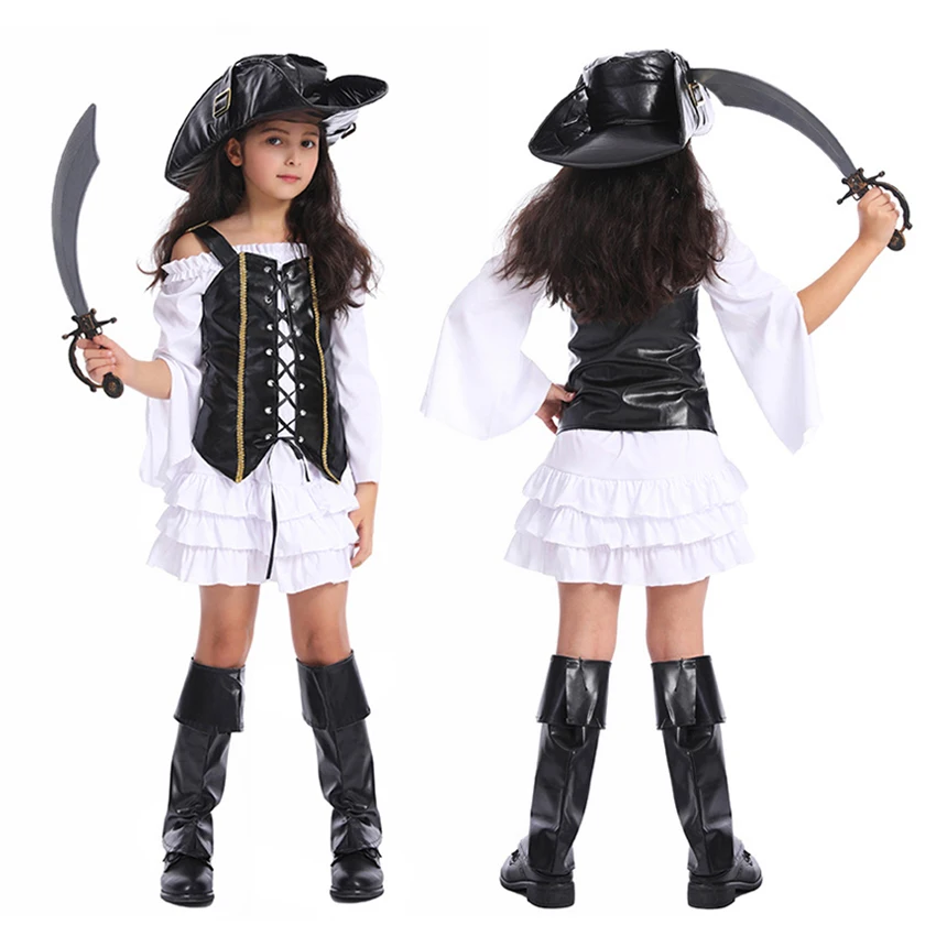 Viking Piráti Halloween kostým pre deti dievča Karneval cosplay anime princezná fancy party šaty sukňu rola rola