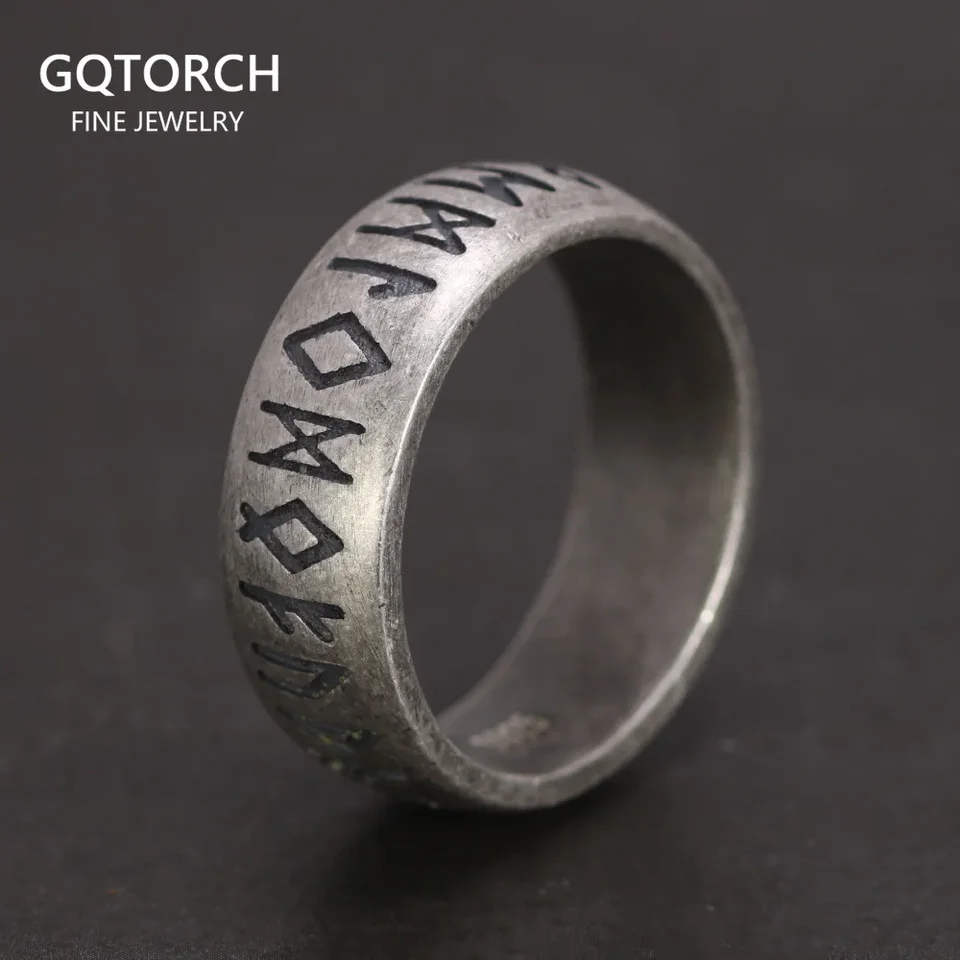 Viking Rune Band Ring Sterling Silver