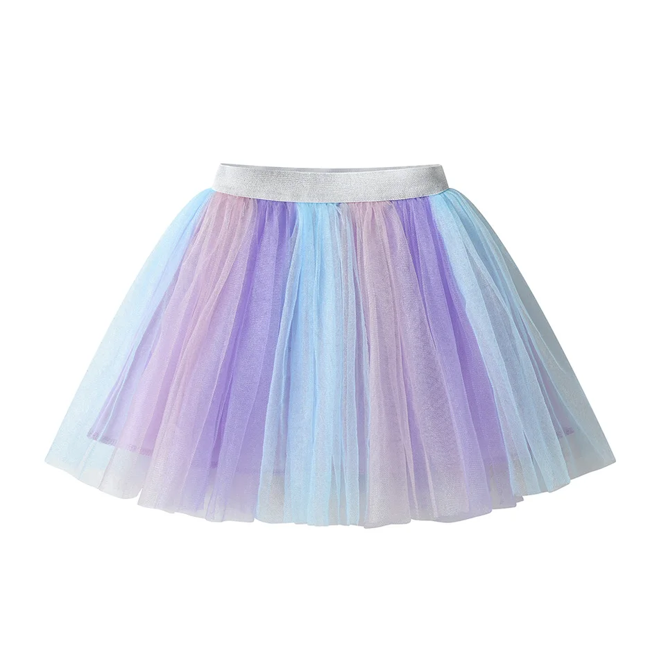 Vikita Girls Dúhová sukňa vrstvená gradient mäkká princezná tyl Tutu sukne na narodeniny tanečné predstavenie slávnostné kostýmy