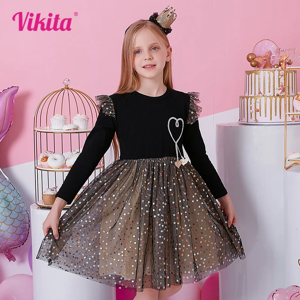Vikita Girls sa obliekajú s dlhým rukávom Kids princezná šaty deti jednorože