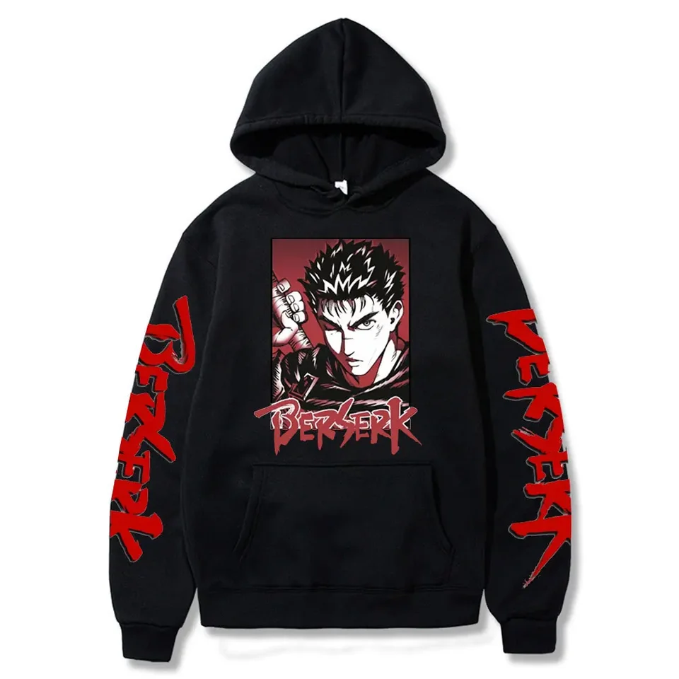 Vinobranie 90. rokov Anime manga berserk guts mikiny Men Soft mikiny šermiara šelma Griffith gatsu uvoľnené mikiny s dlhým rukávom