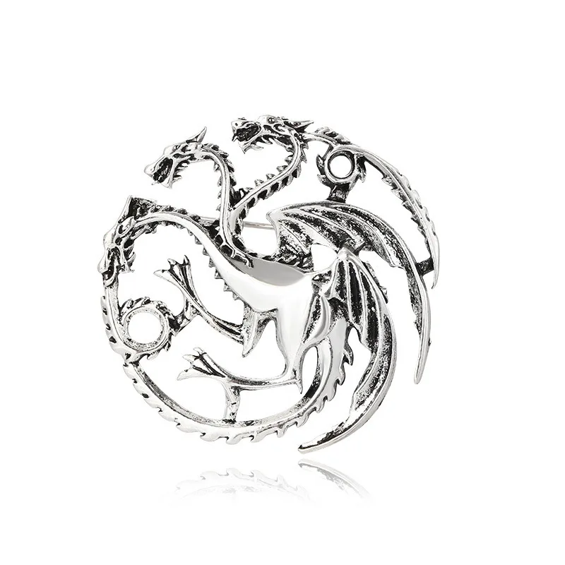 Vinobranie barok Tri hlavičky Dragon Metal Brošne pre ženy unisex Elektroplatujúce strieborné farebné brošňové špendlíky šperky darčeky