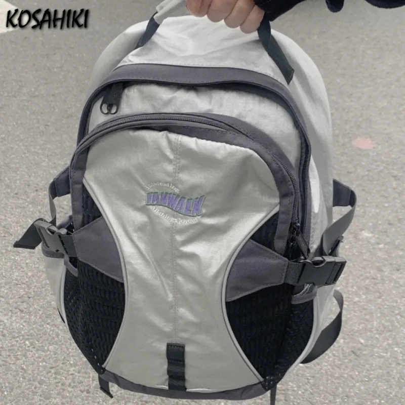 Vinobranie listu streetwear Trendy Y2K Dámske tašky Men Outdoor Casual Travel batoh študentov vysokokapacitné patchworkské tašky