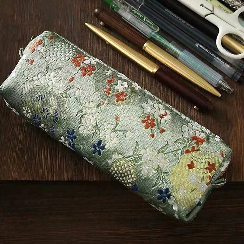 Vinobranie zlato s vyšívanou výšivkovú ceruzku s veľkou kapacitou ceruzka ceruzka Cencil Cosmetic Bag Student