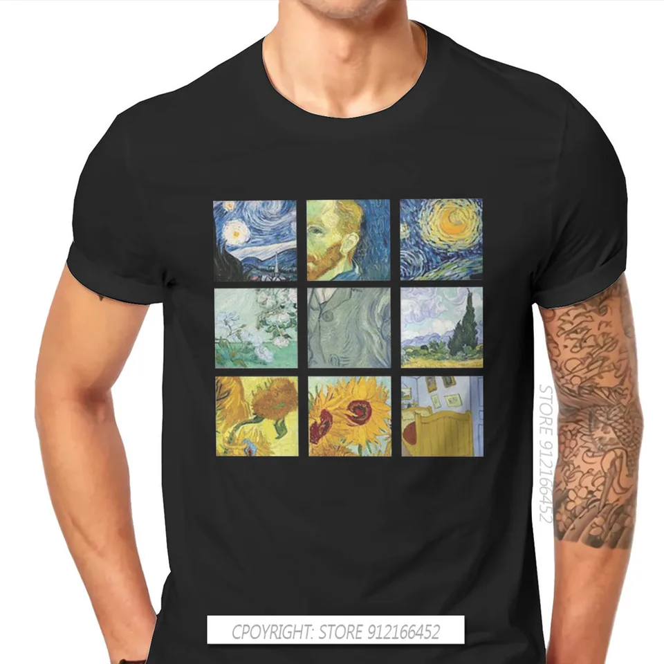 Vintage alternatívne vtipné umelecké dielo van gogh maľba muži tričko homme grafické oblečenie cool dizajn čistý bavlna harajuku tričko