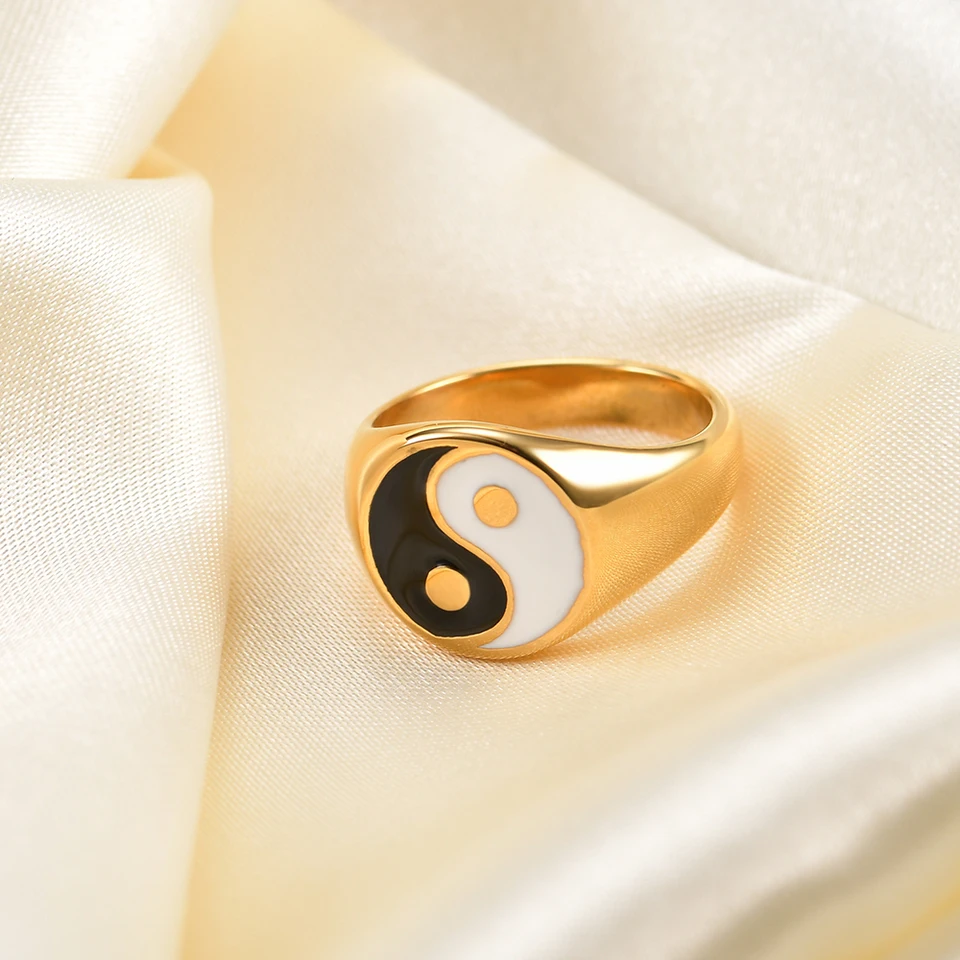Vintage bagua yin yang tai chi krúžky pre ženy roztomilé jemné smaltované farebné temperament z nehrdzavejúcej ocele trendy šperky