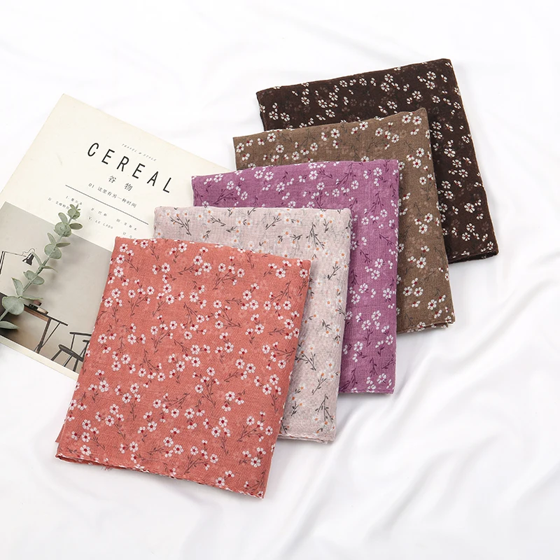 Vintage bavlnená bielizeň Patchwork šatky Ženy skladané šatky dlhé kvetinové námestie šál šál móda zima teplý príležitostný šál šál šál