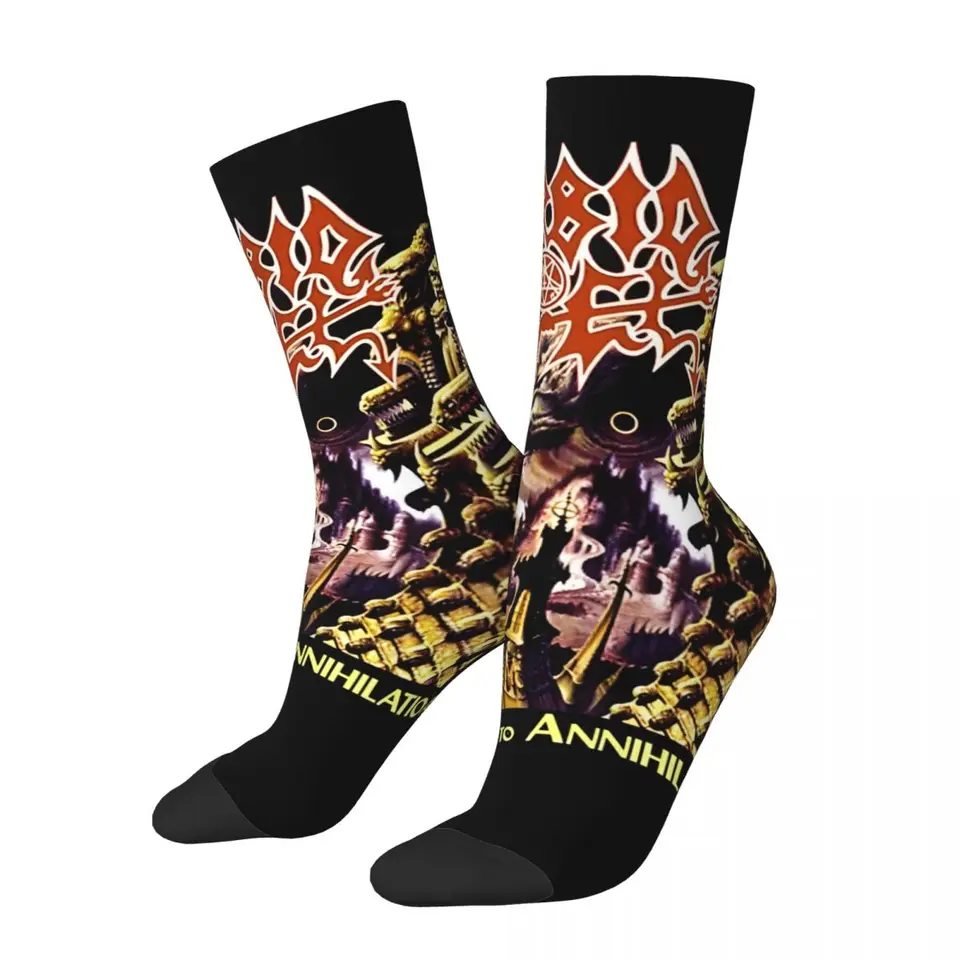 Vintage cool mužské kompresné ponožky unisex morbid anjel harajuku vzor vytlačený novinkovú posádku ponožky