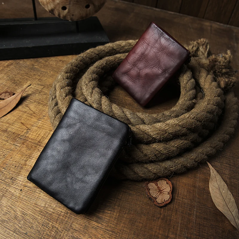 Vintage Cowhide kožená peňaženka retro originálne kožené mäkké klipy Klipy Men. Príležitostné bankové karty Držiteľ Business Billfold Coin