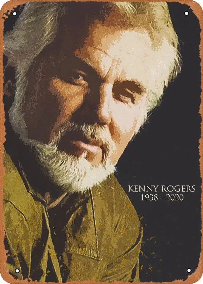 Vintage cínová značka Kenny Rogers Legendárny hudobný hudobný hudobný bar Pub Pub Cafe Wall Kitchen Bathroo Plagát karaoke retro dekorácie 8x12 i