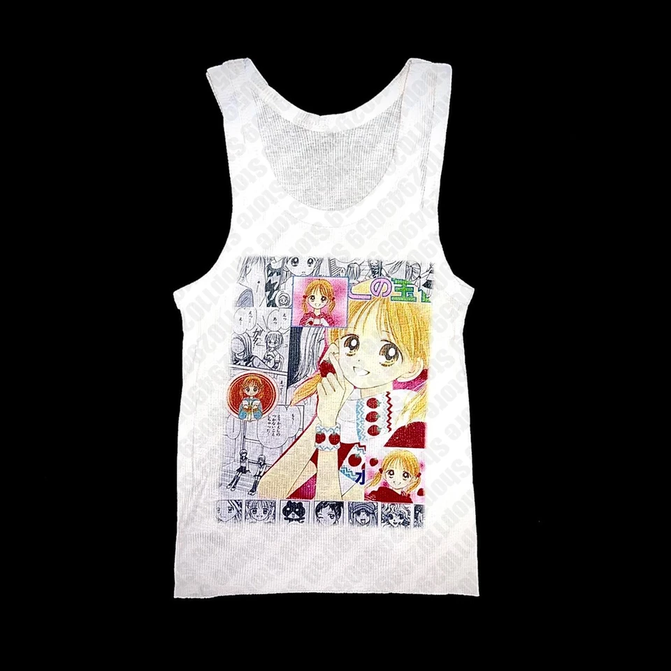Vintage dievča gotické rozprávkové korzet Grunge Tank Tops Tops Emo Girls 2000.s Punk tlač Grafic Tank top s rukávmi bez rukávov Dámska sexy plodina