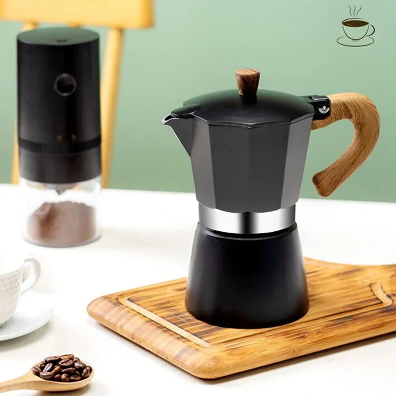 Vintage drevená rukoväť Espresso Maker Moka Pot Classic Italian a Cuban Café Brewing Tools Cafetera 150 ml 300 ml kaviarne