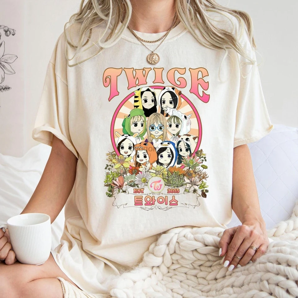 Vintage dvakrát Kpop košeľa dvakrát členovia Skupina mikina dvakrát pripravená na turné dvakrát raz za fanúšik Jihyo Nayeon Momo Sana Mina Tzuyu