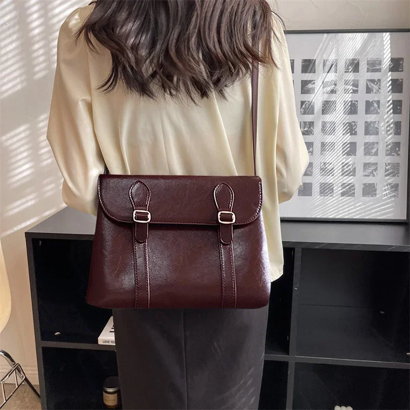 Vintage dámska taška na rameno veľkú kapacitu dámy tote kabelky kabelky pu kožené ženské posoly tašky College Girls Book Bag