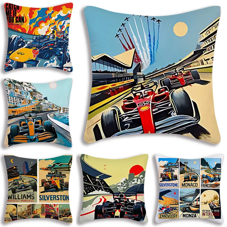Vintage Formula 1 80s Car F1 Racing Team vankúše pokrýva pohovku dekoratívne dom