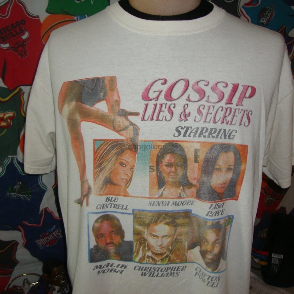Vintage Gossip Lies & Secrets Christopher Williams Play Rare Rap Tee Hip Hop T košeľa XL
