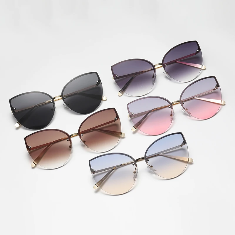 Vintage gradient mačacie očné okuliare slnečné okuliare kovové rámy Cateye Shades UV400 letné cestovné slnečné okuliare pre ženy UV400