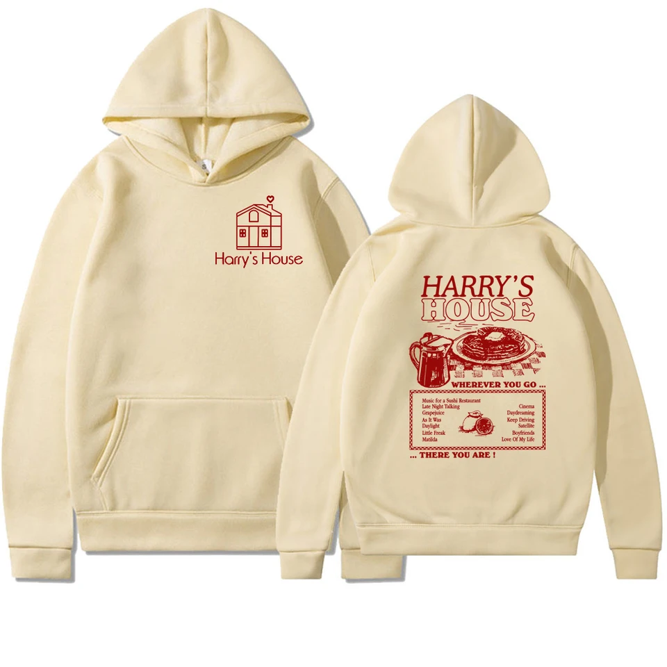 Vintage Harry's House Hoodie Double Side Print Harry's House Track List Pullover Harryho domov, pretože to boli kapucňa Hodie HS TPWK