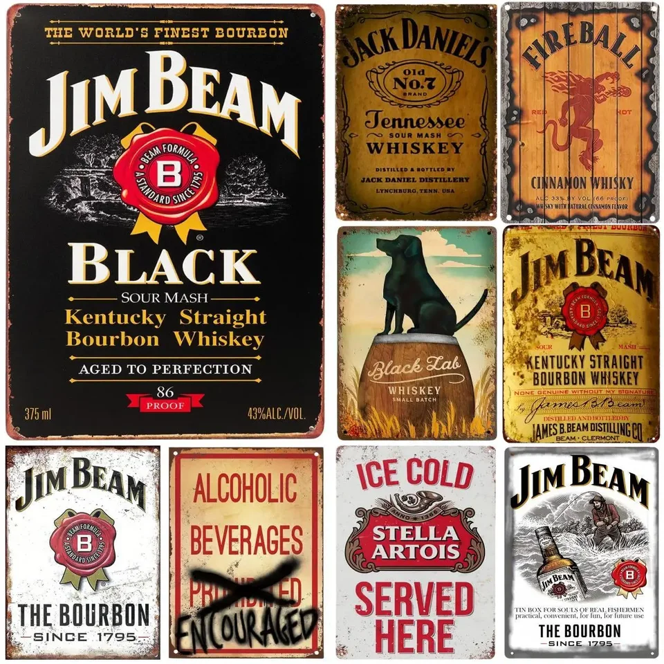 Vintage Jameson Irish Whisky Metal Tin Sign Wall Art pre garážový klub Man Cave Bar Decor Decor pred vŕtanou, odolnou proti počasiu